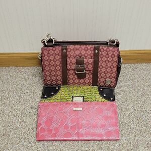 Miche Brown Fabric Base Bag, Lace Cover W/end Pockets, 3 Shells